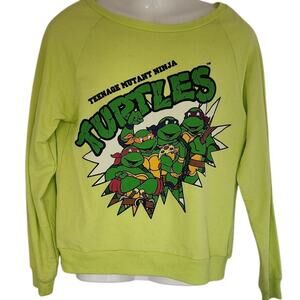 Teenage Mutant Ninja Turtles TMNT Juniors XL (15-17) Neon Green T-shirt Retro
